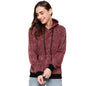 Campus Sutra Womens Maroon Textured Sweatshirt With Hoodie Regular Fit For Casual Wear | Cotton Blend Fabric | Trendy Sweatshirt