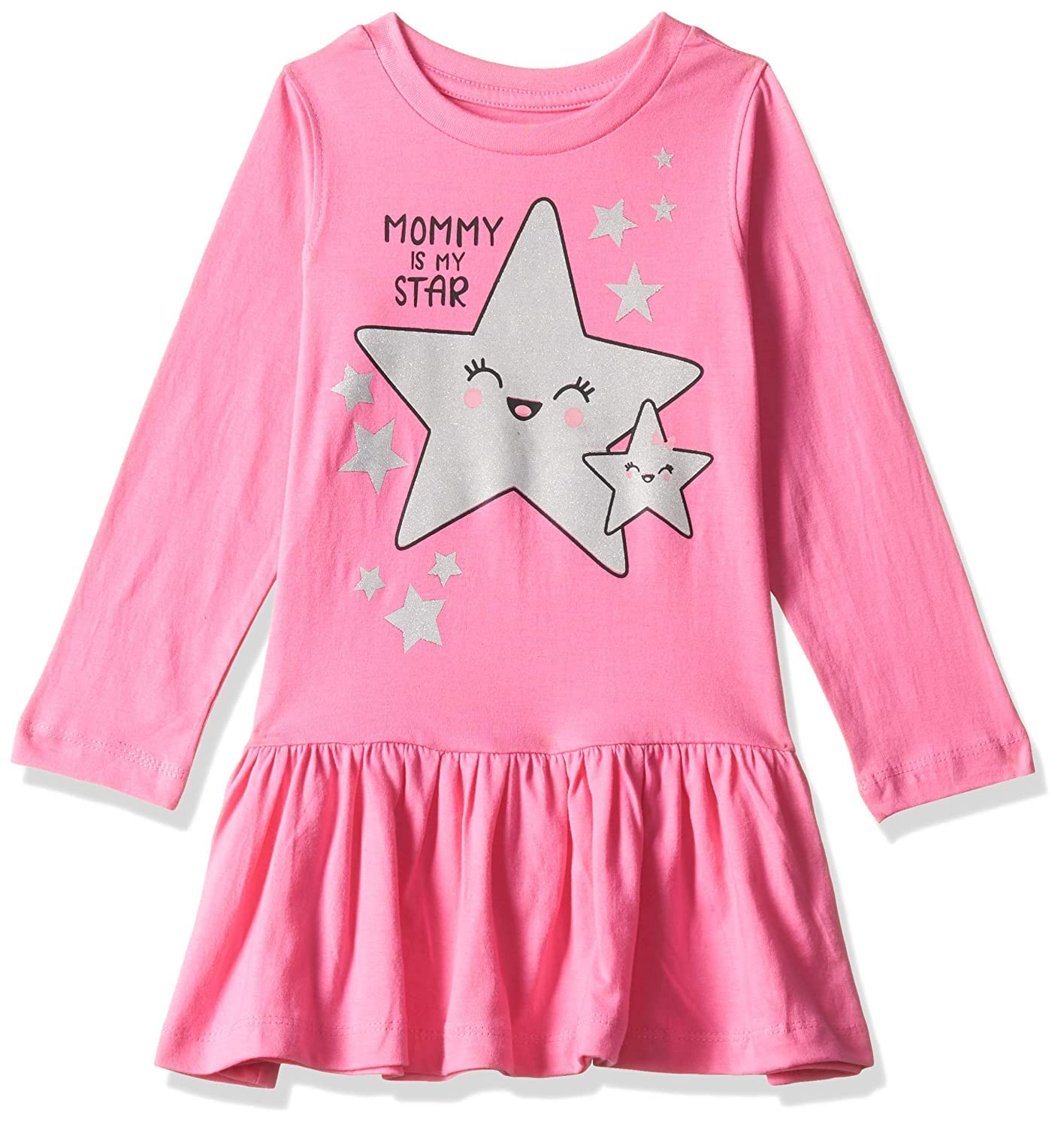 T2F Girls Cotton A-Line Knee-Length Casual Dress (GLS-DRZ-05_Light Pink