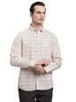 Turtle Men Cotton Tencel Slim Fit Beige Printed Full Sleeve Casual Shirt