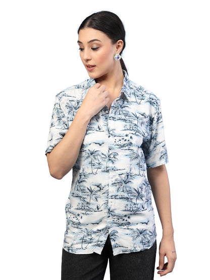 Rigo Rayon Printed Shirts for Women | Half Sleeves Hawaiian Shirts for Women | Summer Shirts Shirt for Women | Slim Fit, Casual