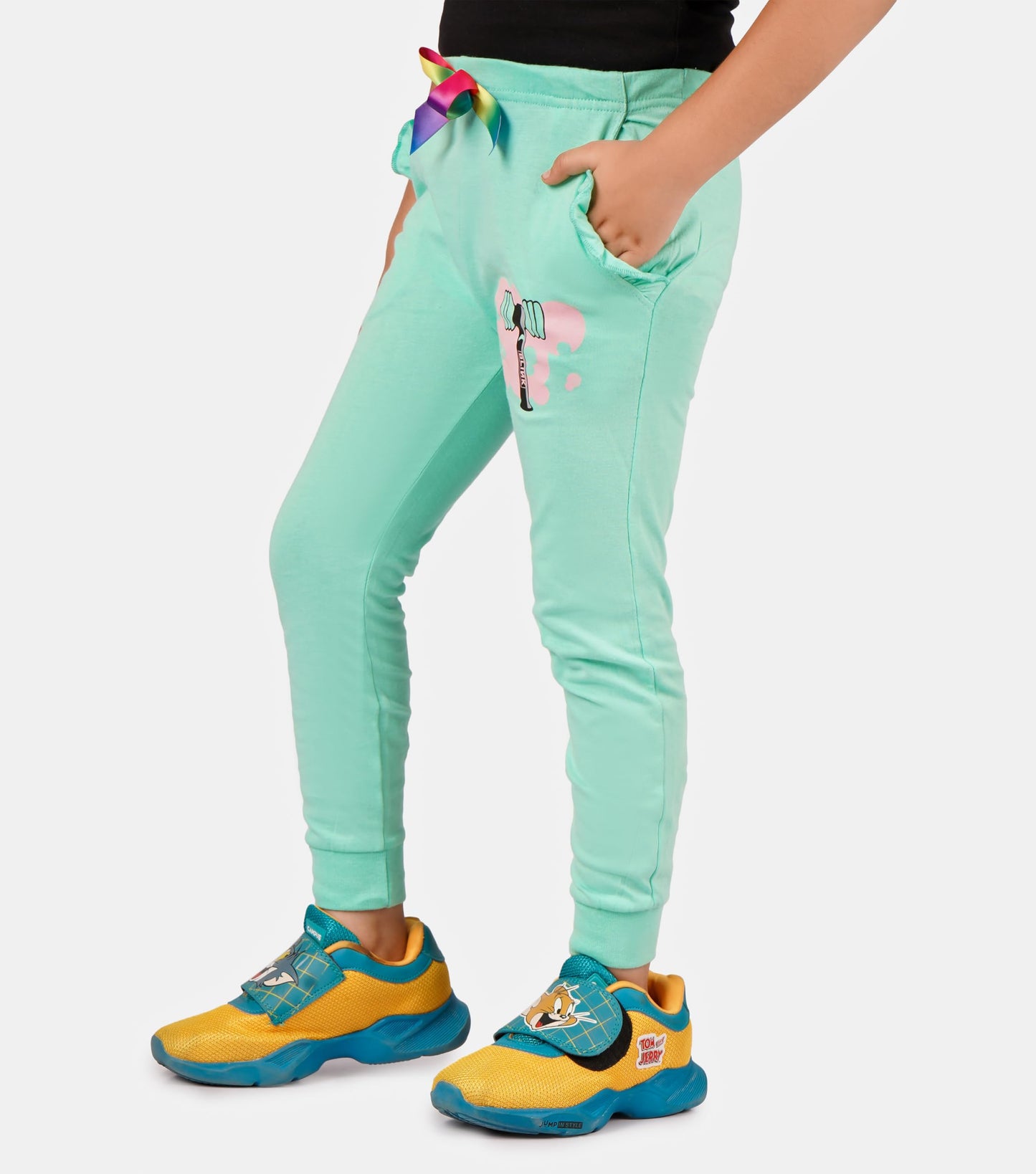 Kyda Kids Cotton Printed Regular Fit Track Pants For Girls (Pack Of 2)
