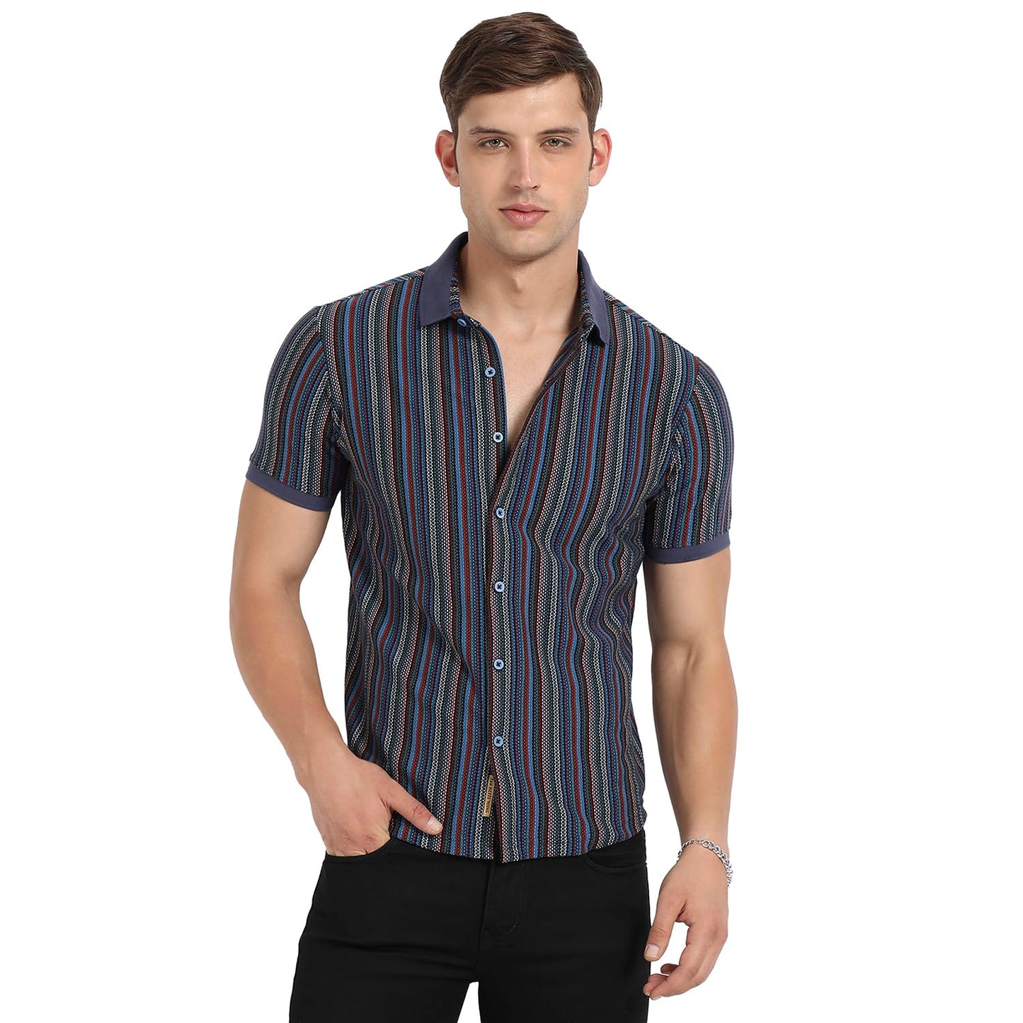Campus Sutra Mens Regular Fit Shirt (CBSCSUM23_CSMSSRT5651_Multicolour