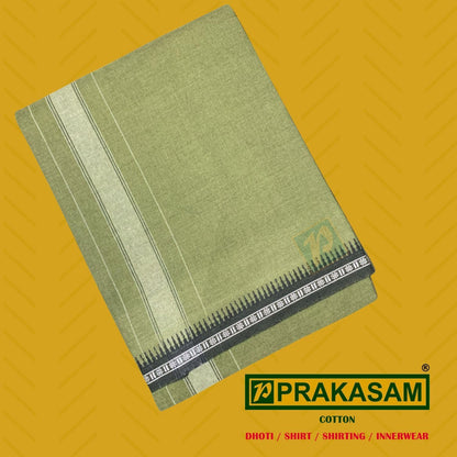 Prakasam Cotton Mens Single (1.28 X 2.00 Mtrs) Colour Thalapathi Border Dhoties/Fine Quality Single Dhoties (Mild Green)-Pack Of
