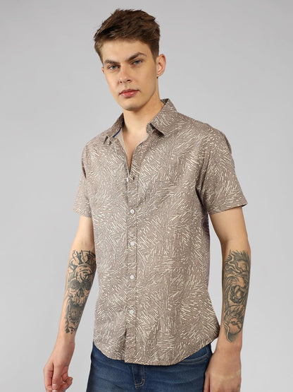 Dennis Lingo MenS| Brown| Half Sleeve| Spread Collar| Printed| Relaxed Fit| Casual Shirt