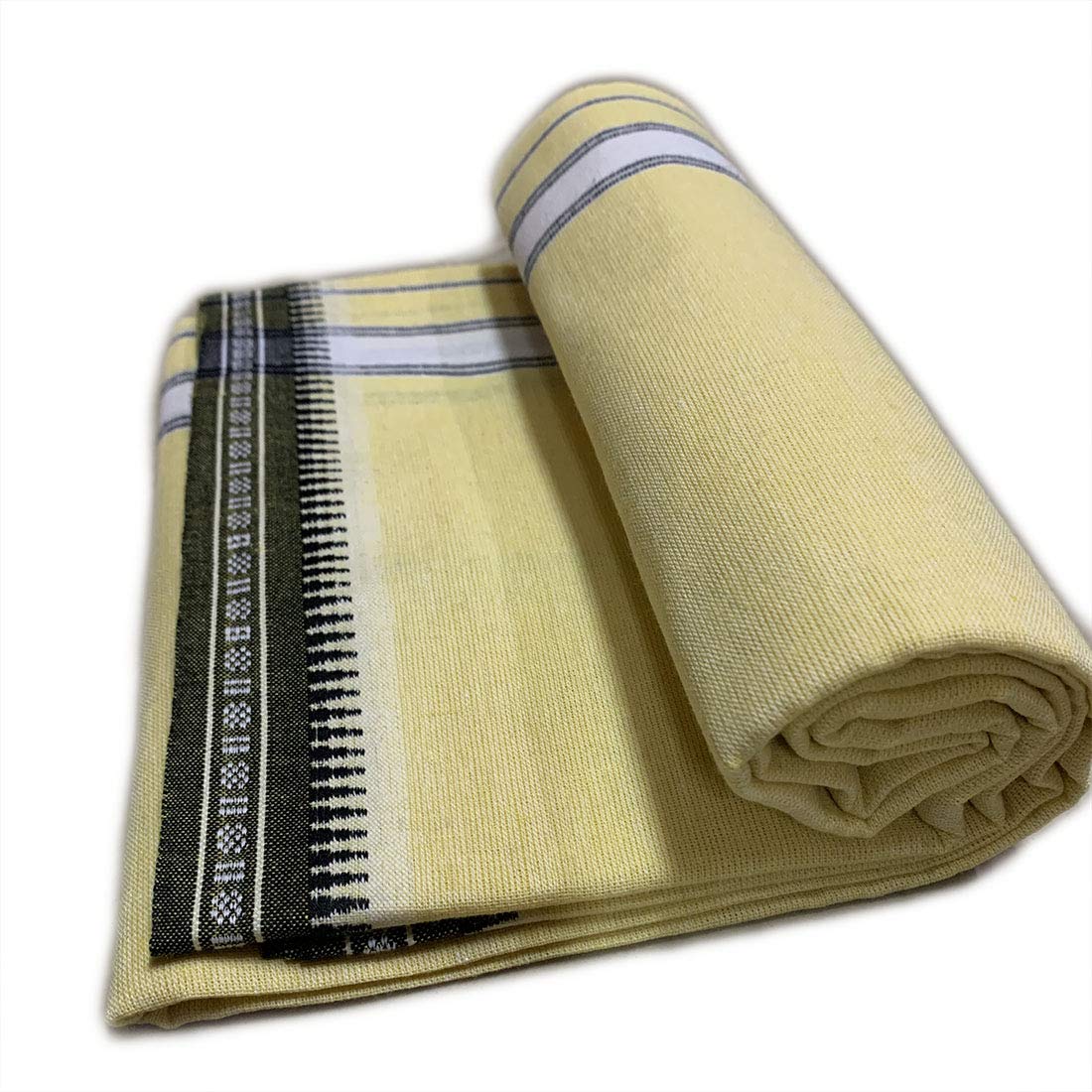 Prakasam Cotton Mens Colour Thalapathi Border Single Dhoti/Size1.28X2.00 Mtrs/Combo Pack Of 2 Dhoties