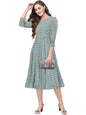 Toochki WomenS Sea Green Dobby Georgette Woven Fit & Flared Western Dress | Dress For Women | A Line Dress | Winter Dress | Wes