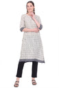 Aurelia Women'S Beige Printed Modal Straight Kurta (Size: M)-A15722-509255