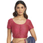 Fabindia Women Cotton Silk Round Neck Blouse Pink_34