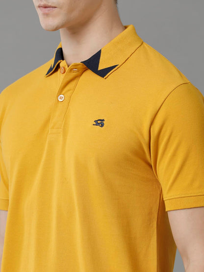 ADRO Premium Cotton Polo for Men (P23-H-PLN_Mustard)