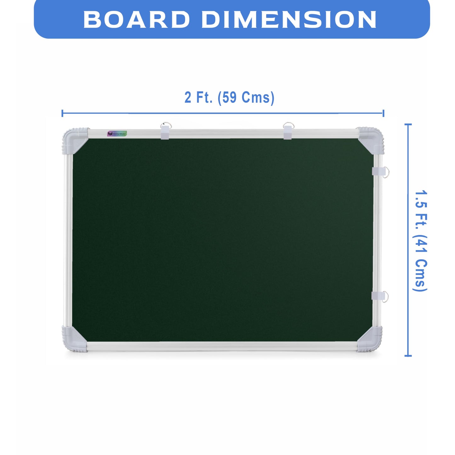 Eduway 2X1.5 Feet Kunj Non-Magnetic Double-Sided Chalk Board & White Board (Combo Pack) With 1 Wooden Duster, 2 Chalk Holders, 1