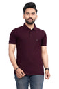 More & More MenS Solid Regular Fit Polo Wine