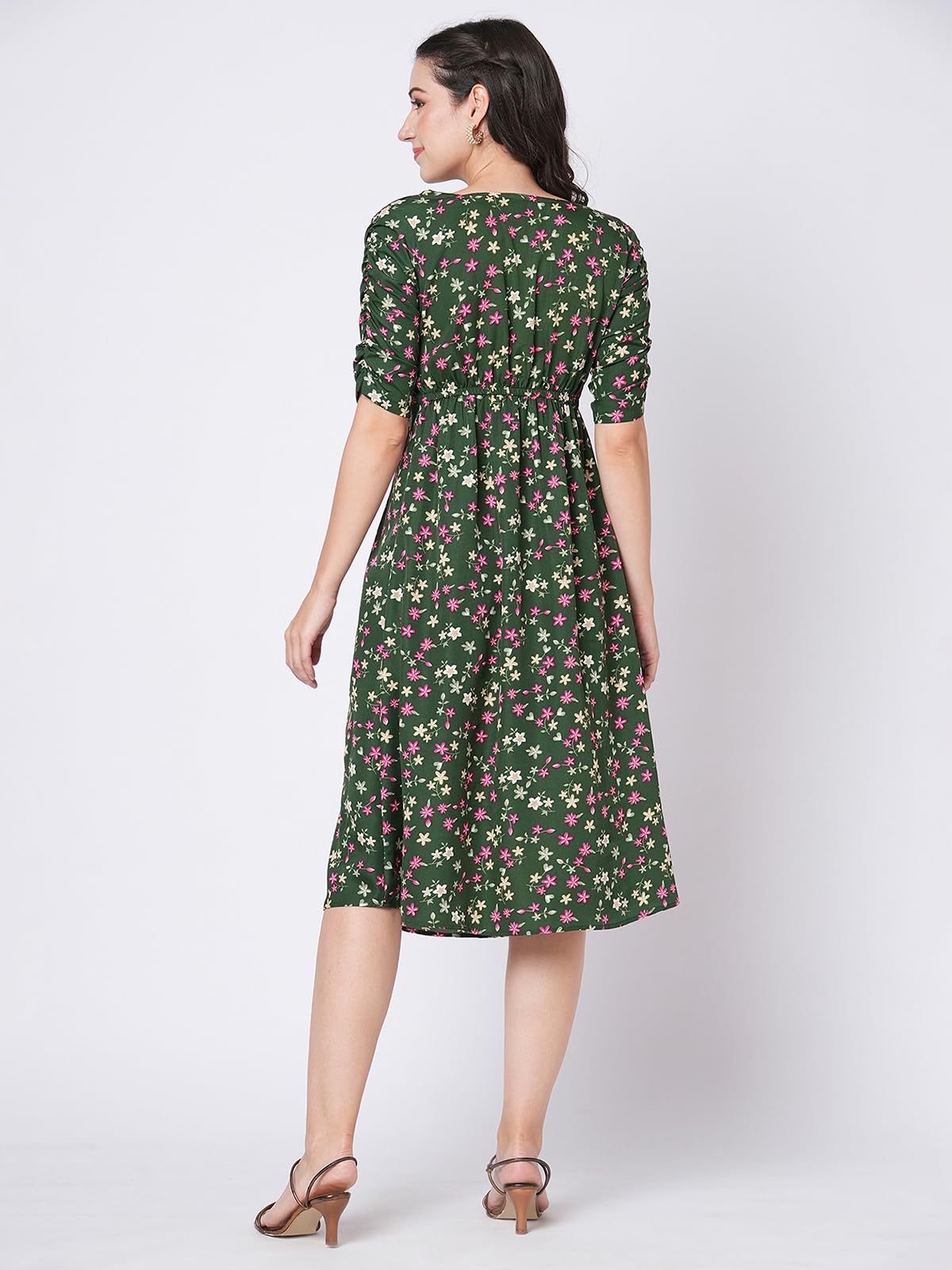 Selvia Western Dress For Women|Crepe Dress For Women|Fit & Flare Dress|Floral Printed Dress For Women|One Piece Dress For Women