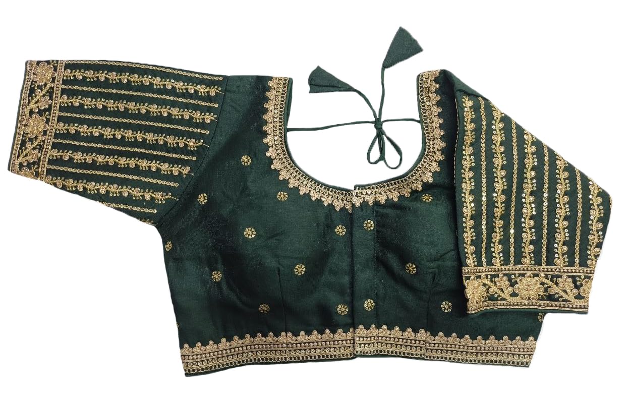 Vihu Fashion Womens Readymade Blouse Embroidery Multi Coding Gold Thread Indian Ethnic Designer Stitched Readymade Saree Half S