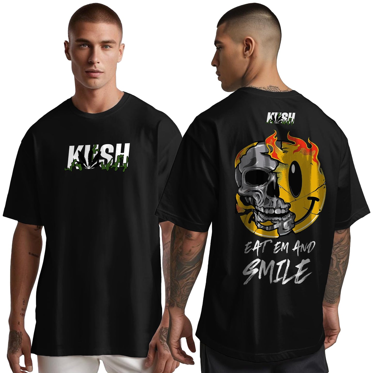 Peppyzone Mens Oversized Fit T-Shirt (PZ-OST-Trendy44_Black