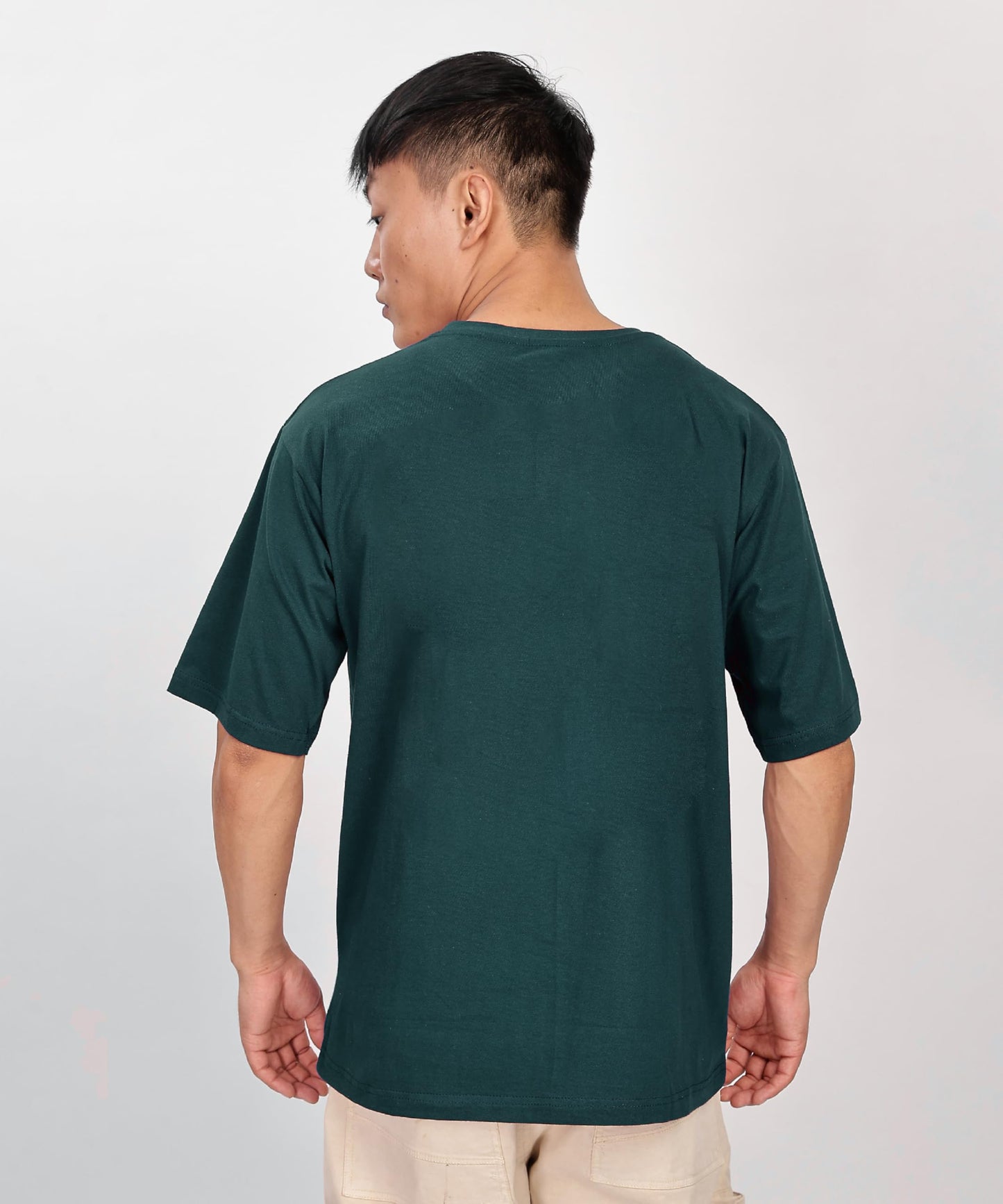 SHODOX Mens 100% Cotton Oversized Half Sleeve Tshirt for Men - Drop Shoulder Front and Back Printed Round Neck Tshirts, Relaxed