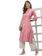 Stylum Women's Bandhani Printed Cotton Blend Straight Kurta (Pink)