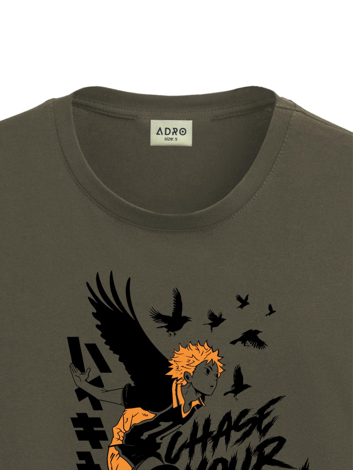 ADRO Mens Anime T Shirt - Premium Cotton Printed Haikyuu Tshirt - Perfect for Haikyuu Fans Print and Comfortable Fit Olive T-Shi