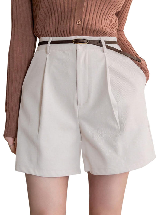 Greciilooks WomenS Western Shorts  Trendy Knee Length Casual Bottoms | Relaxed Fit Summer Shorts For Girls & Women Cream