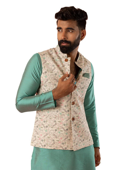 Kisah Nehru Jacket For Men  Printed Cotton Blend Modi Jacket | Ethnic & Formal Waist Coat For Weddings, Parties & Office Wear