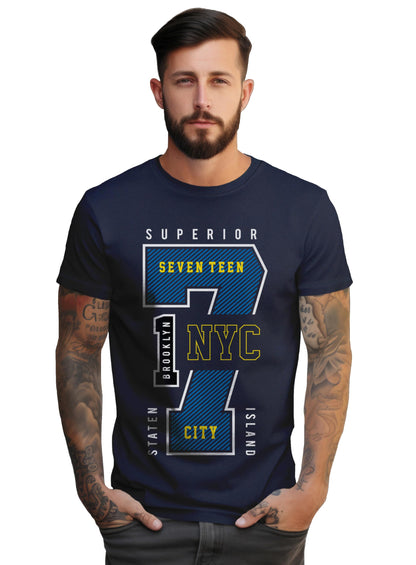 Peppyzone Mens Regular Fit T-Shirt (PZ-Number-9910_Navy Blue3