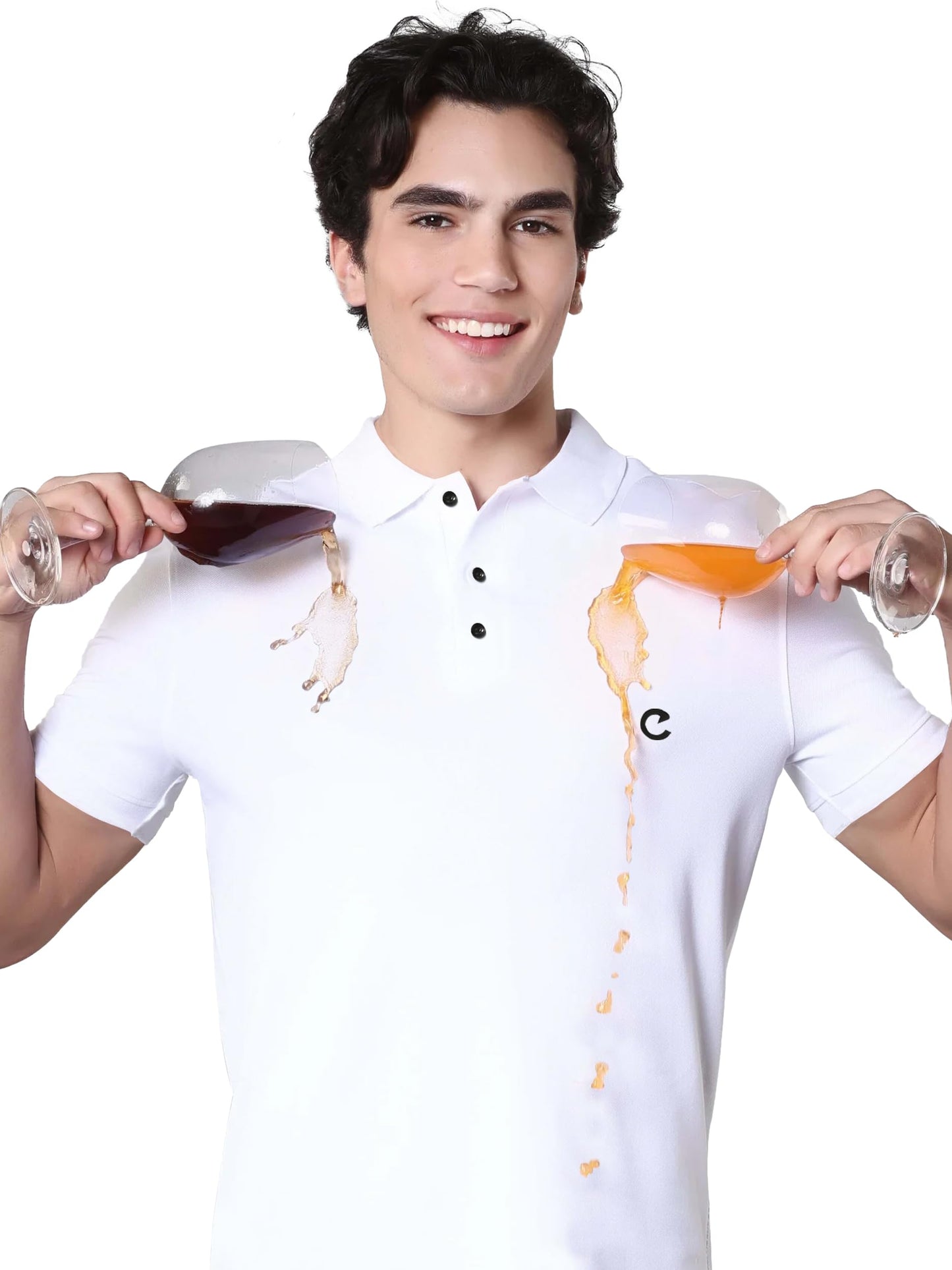 Noble Monk MenS Half Sleeve Polo Neck Water Repellent T-Shirt |Soft Cotton Casual Tee For Everyday Wear White