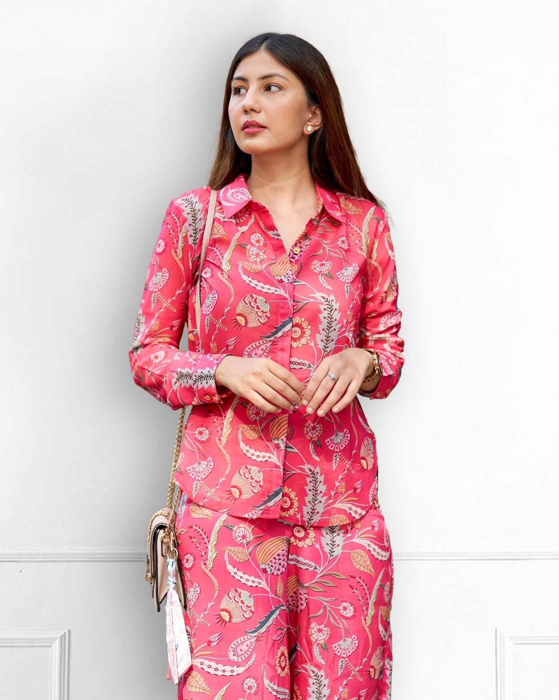 Noble Monk Women Full Sleeve Cord Set | Floral Print Top And Bottom Set For Women