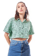 Bewakoof Official Looney Tunes Merchandise Womens All Over Printed Oversized Fit Half Sleeve Collared Cotton Crop Shirt_628170_