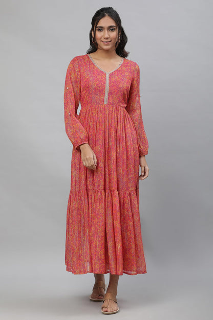 Aurelia Purple Floral Printed Midi Dress For Women