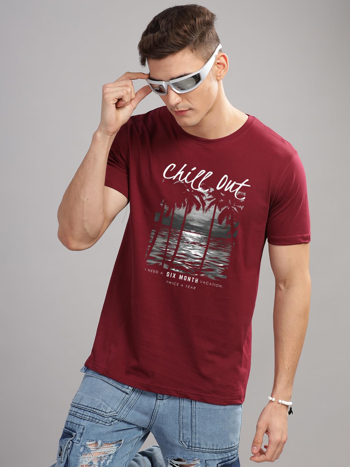 ADRO Mens Nature Graphic Tshirt - Premium Cotton T-Shirt with Stunning Nature Design - Best for Outdoor Enthusiasts Print Maroon