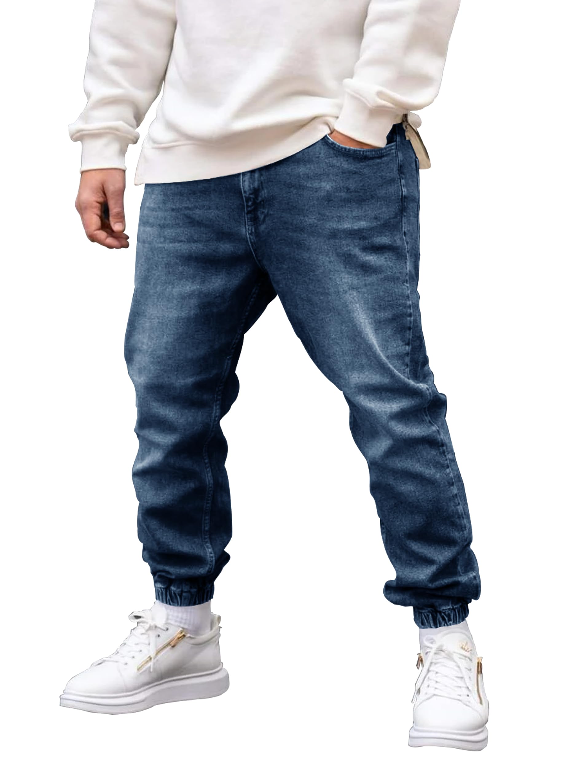 Noble Monk MenS Baggy Fit Jeans | Cargo Pocket | Streachable Jean For Men Navy Blue