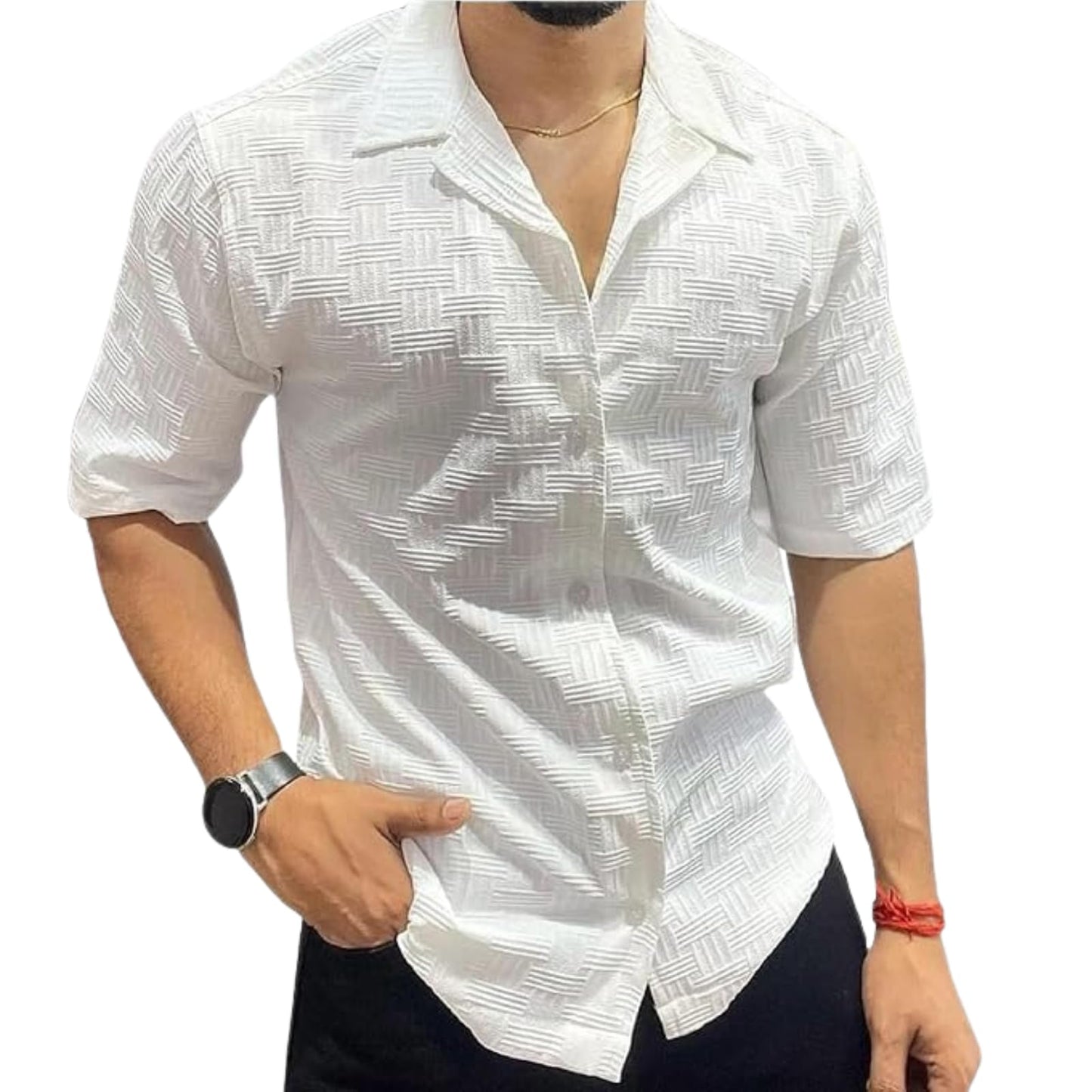 Varni Fashion MenS Popcorn Shirt Classic Fit, Half Sleeve, Regular Collar And Standard Length | Shirt For Men