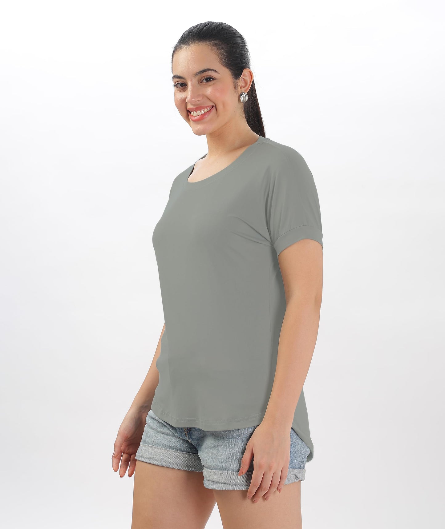 SHODOX Womens Cotton Blend Solid Regular fit Round Neck Short Sleeve T-Shirt (Pack of 1)