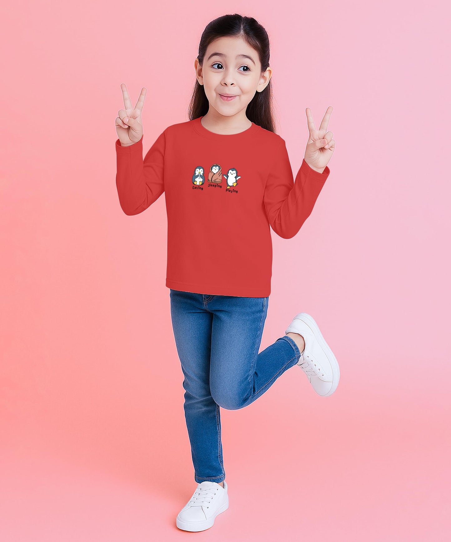 SHODOX Girls Cotton Blend Printed Regular fit Full Sleeve T-Shirt - (Pack of 3)
