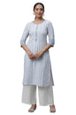 Aurelia Women's Muted Marmalade Stripes Yarn Dyed Seer Sucker Slub Stripe Straight Kurta_23AUA14475-704181_M