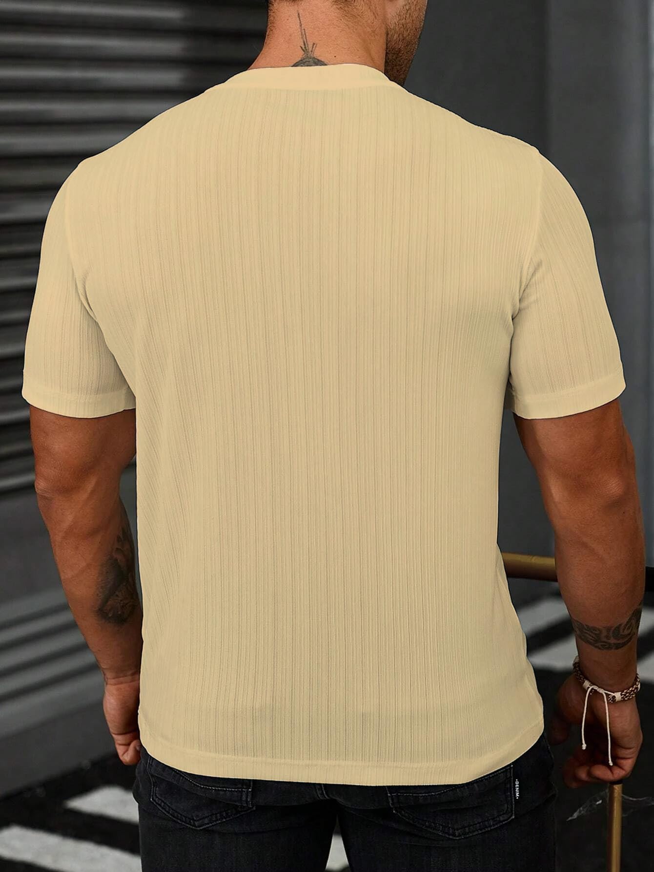 SMOWKLY Mens Solid Regular Fit T-Shirt (1281_Cream
