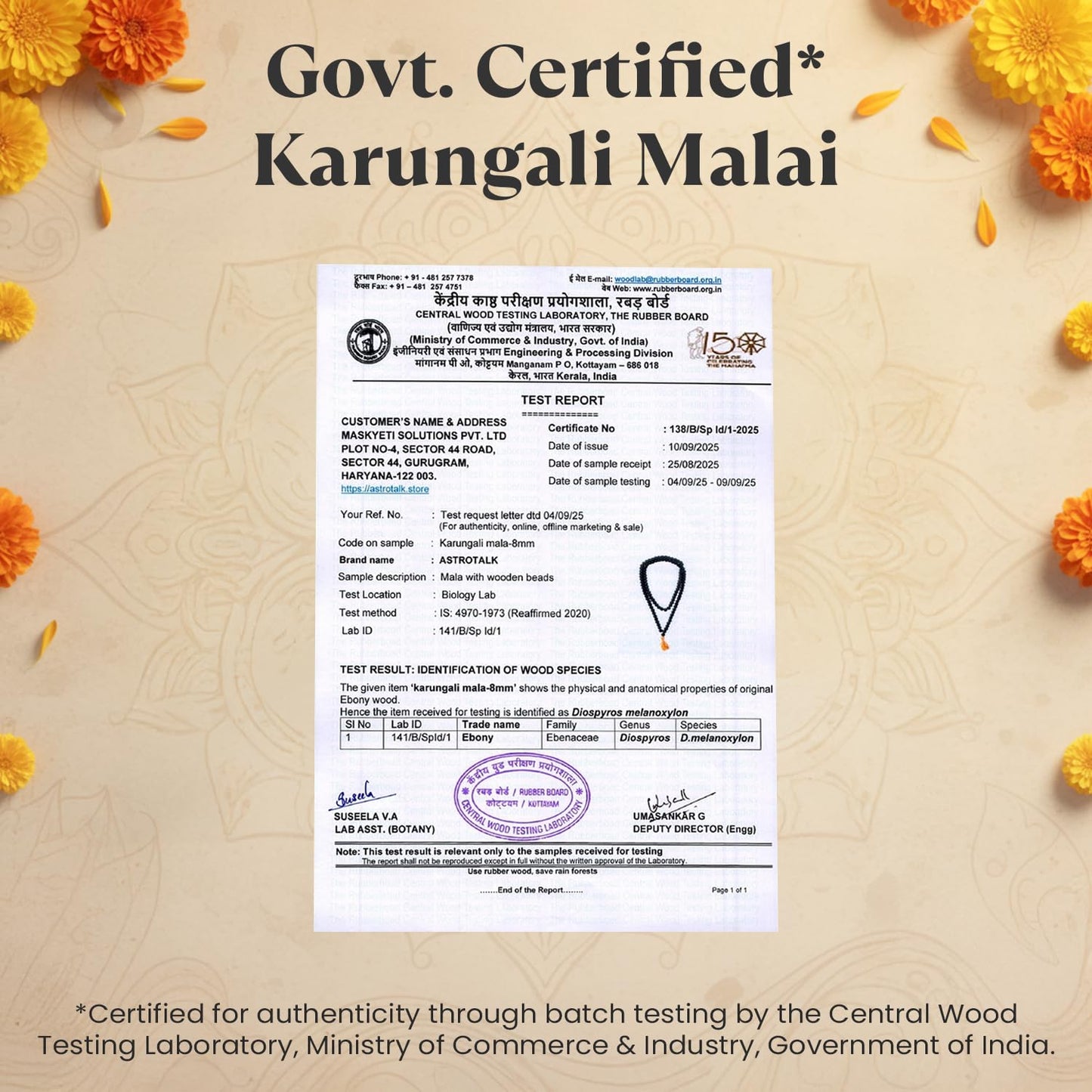 Astrotalk Certified 100% Natural Karungali Malai Original 108 Beads (8mm) | Blessings from Lord Murugan | Spiritual Mala for Peace, Power & Prosperity | Karungali Mala Original for Men & Women
