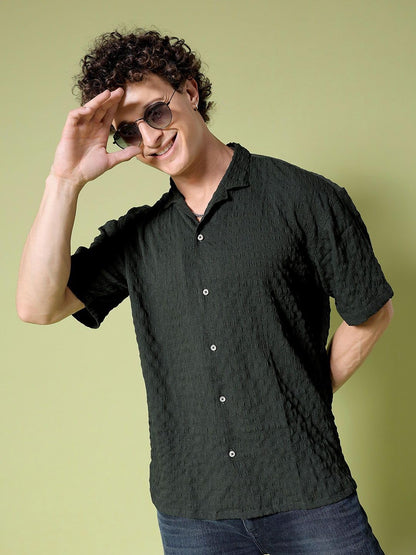 The Indian Garage Co Men Green Self Design Relaxed Fit Casual Shirt