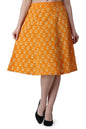 POPWINGS Casual Bagru Printed A Line Knee-Length Skirt for Women | Summer Skirt for Women | Ethnic Skirt for Women Yellow