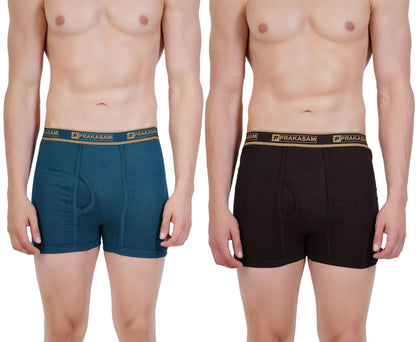 PRAKASAM COTTON -Marlow Mens 100% Pure Combed Cotton Outer Elastic Plain Trunks (Pack of 2)