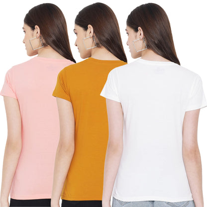 Preneum Womens Cotton Regular Fit Latest Graphic Stylish Printed Short Sleeves Casual T-Shirt || Trendy & Styles (Pack 3), Brig