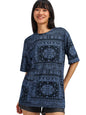 Juneberry Oversized Loose Fit Relaxed Wide Fit Cotton Paisley Half Sleeves Navy Blue Colour T-Shirt For Womens & Girls, Attracti