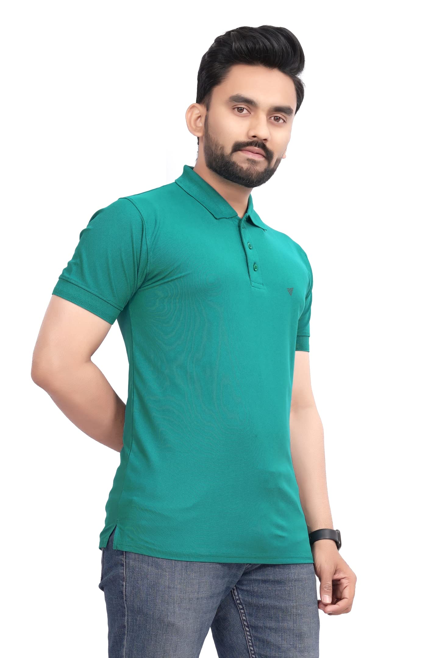 More & More MenS Solid Regular Fit Polo