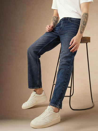 Dennis Lingo Men Cotton Relaxed Fit Mid-Rise Casual Jeans. Blue