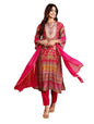 Varanga Women Pink Ethnic Floral Printed Gota Embellished Flared Sleeve Kurta With Solid Trouser & Dupatta  Stylish Ethnic Set (
