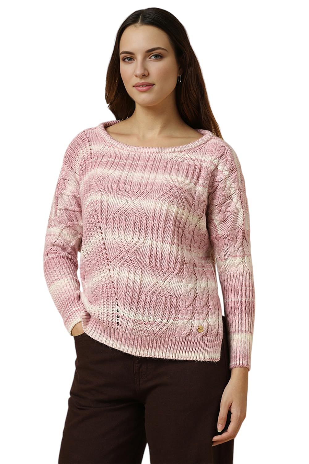 Allen Solly Women Regular Fit Striped Casual Full Sleeve Sweater