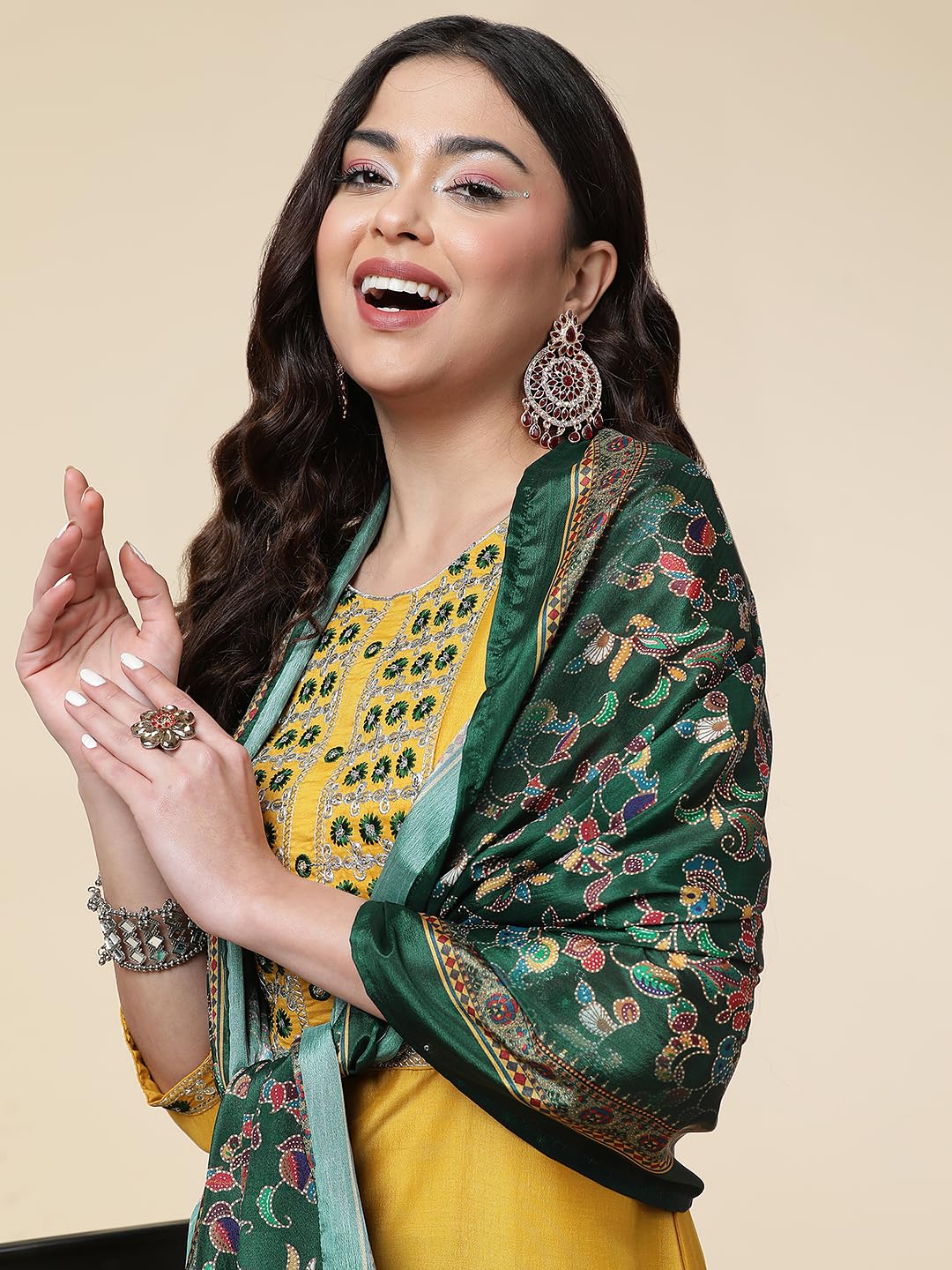 Shiv Textiles Silk Embroidered Kurta Set For Women (224-Yellow-Xxl)