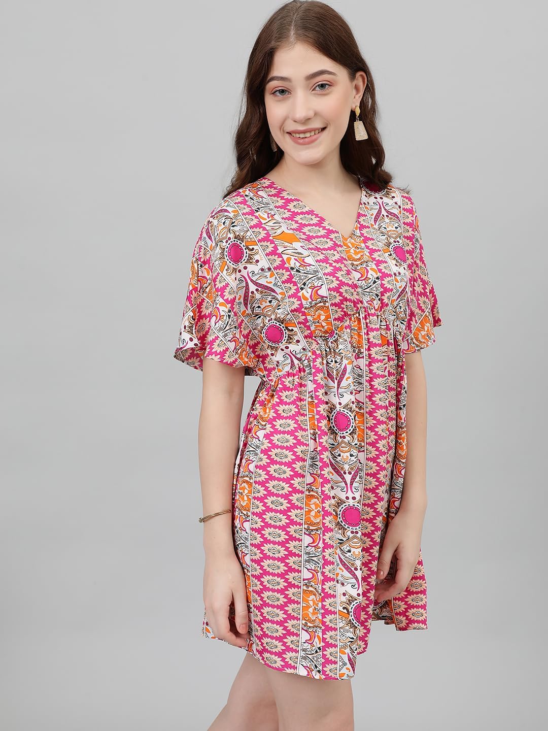 Kotty WomenS Fit And Flare Printed Crepe Multicolor Dress