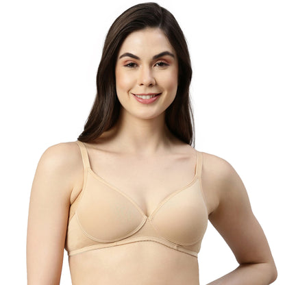 Enamor A039 Perfect Coverage Stretch Cotton T-Shirt Bra- Padded, Wirefree & Medium Coverage Skin