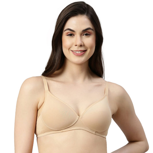 Enamor A039 Perfect Coverage Stretch Cotton T-Shirt Bra- Padded, Wirefree & Medium Coverage Skin