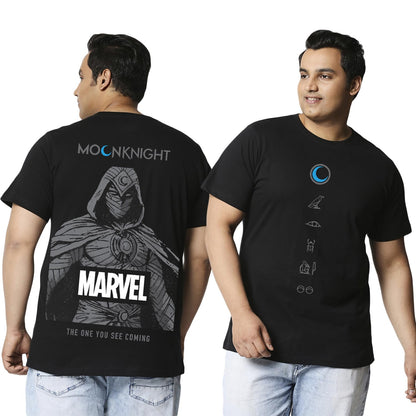 Bewakoof X Official Marvel Merchandise Mens Marvels Moon Knight Graphic Printed 100% Cotton Plus Size T-Shirt - Regular Fit, R